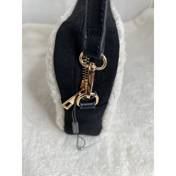 Bearpaw Crossbody Purse Black White Faux Shearling Suede  Adjustable Strap - Picture 7 of 9